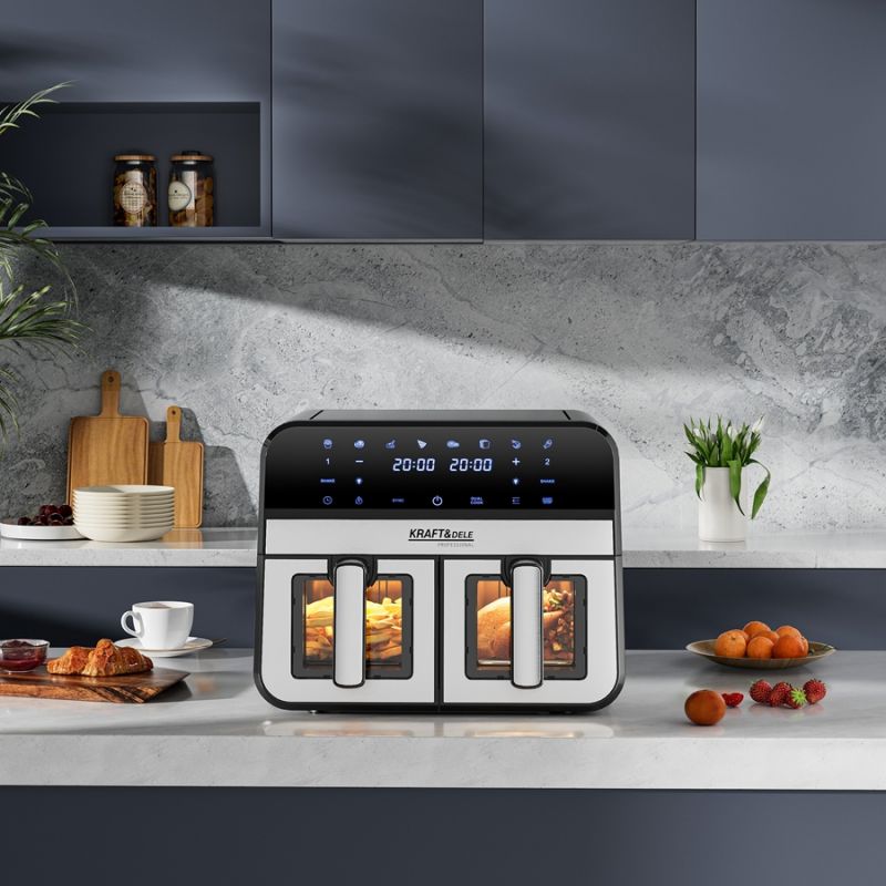 Beztuková fritéza 9L 2500W dve oddelenia 4,5L + LCD KD4179