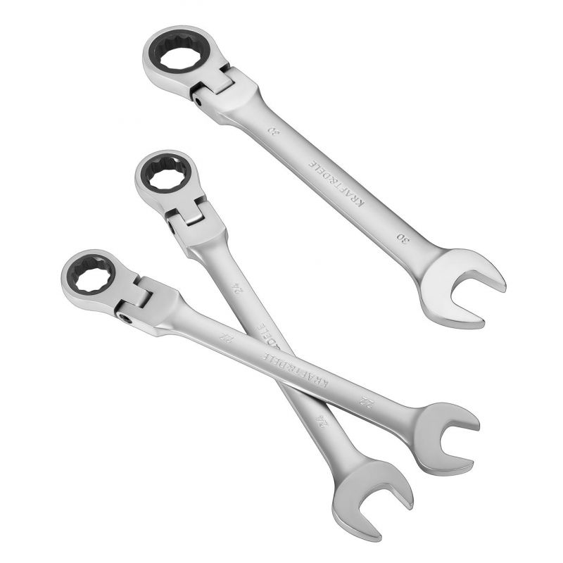 Klucze płasko-oczkowe z grzechotką łamane 13szt 8-32mm KD11305