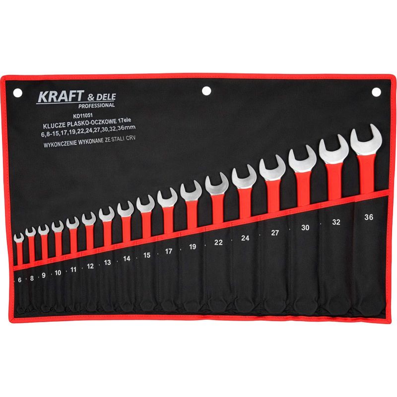 Klucze płasko - oczkowe 17el. CRV 6-36mm KD11051