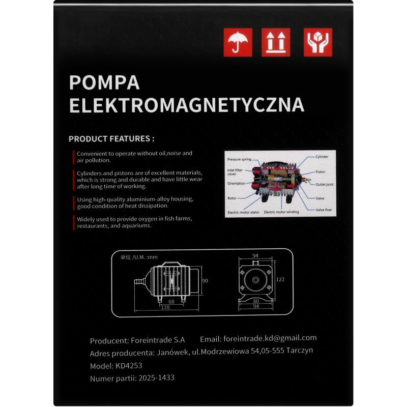 Pompa elektromagnetyczna 50W 3900L/h KD4253