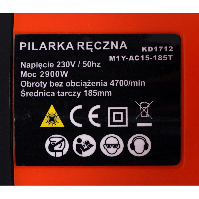 Pilarka ręczna tarczowa 2900W laser KD1712