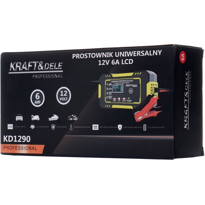 Automatyczny prostownik akumulatorowy LCD 12V / 6A KD1290