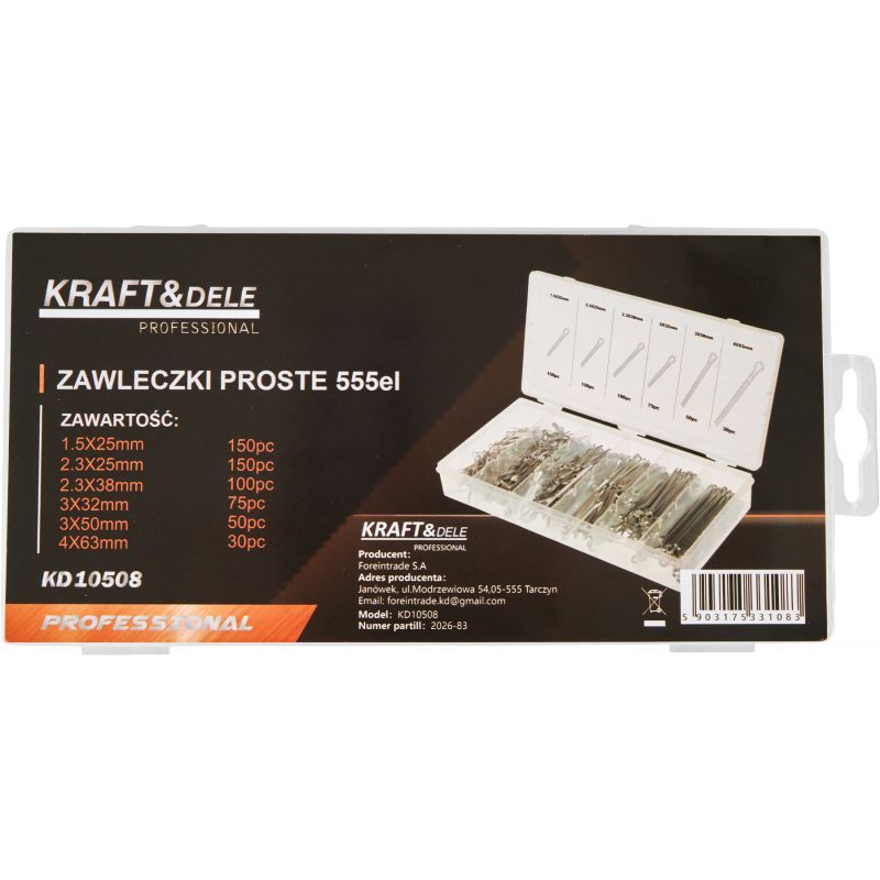 Zawleczki proste 555 szt. KD10508