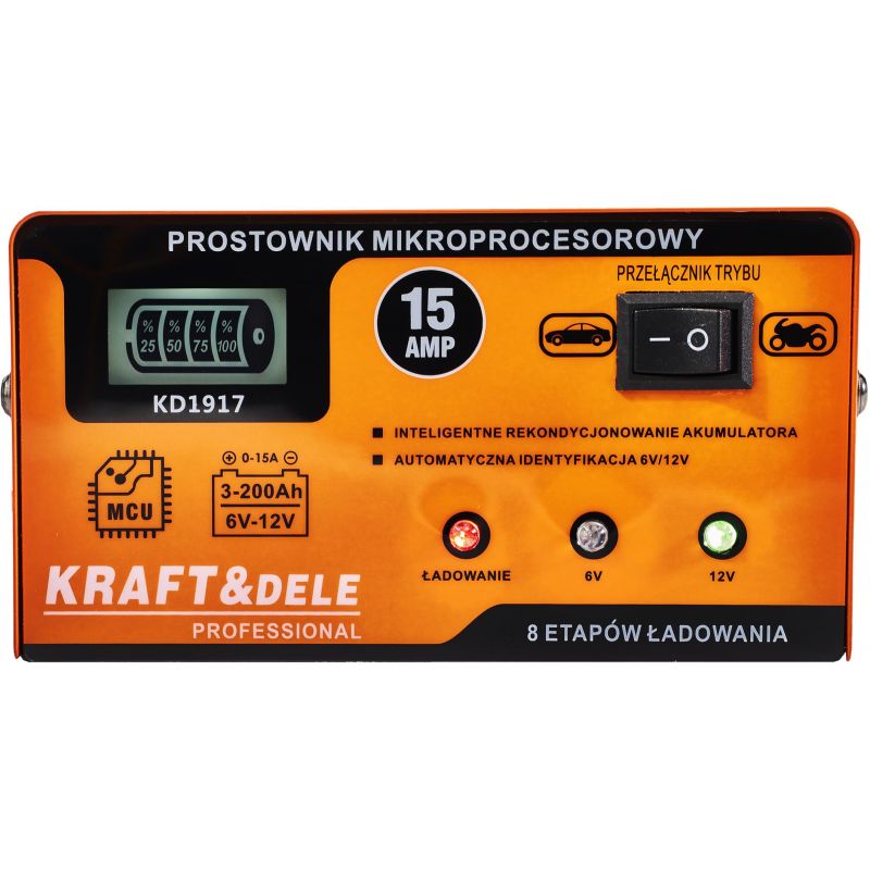 Prostownik mikroprocesorowy 15AMP 6/12V