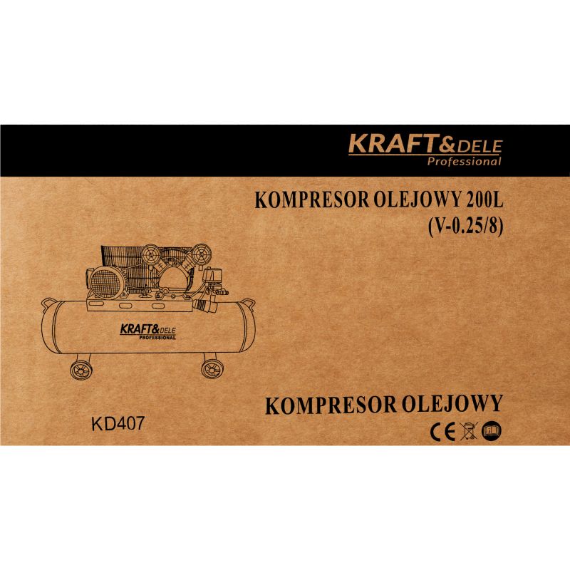 Kompresor Olejowy 200L 2 Tłoki 400V KD407