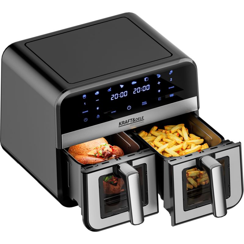 Beztuková fritéza 9L 2500W dve oddelenia 4,5L + LCD KD4179