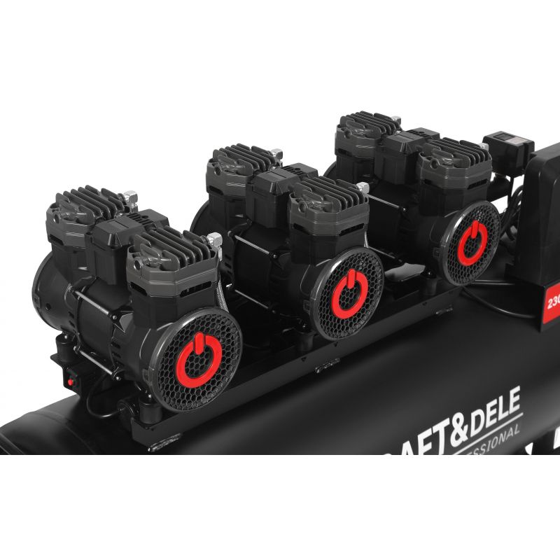 Kompresor bezolejowy 200L 3x2200W + separator i manometr z gliceryną KD4084