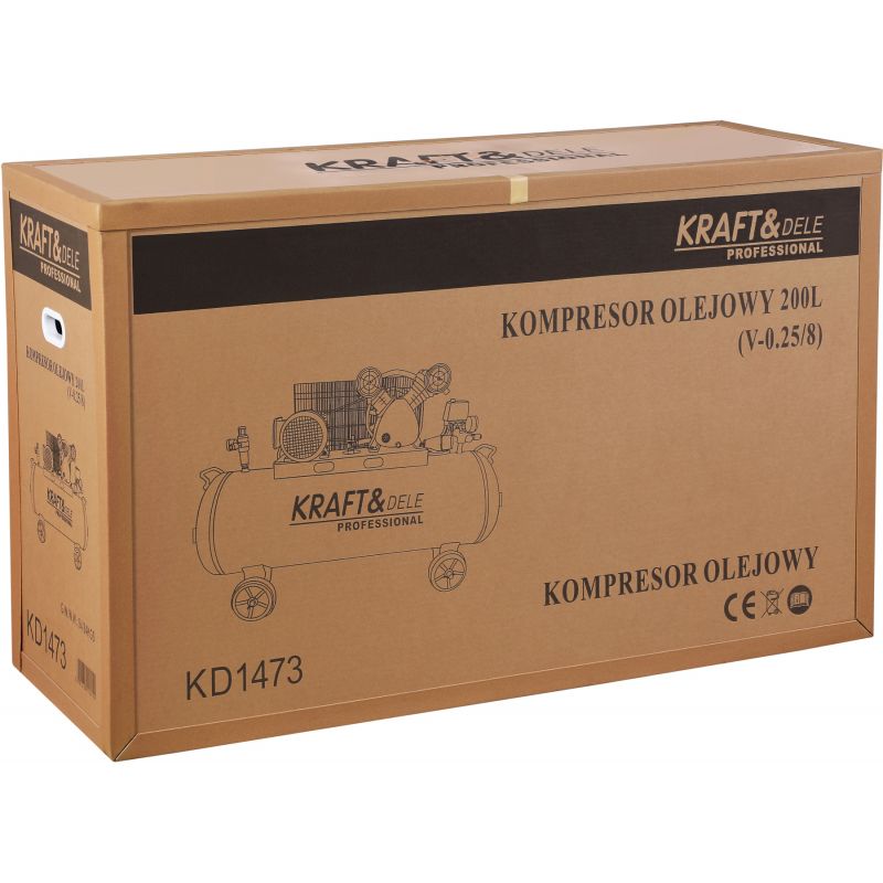Olejový kompresor 200L, 2 valce, KD1473 + separátor!
