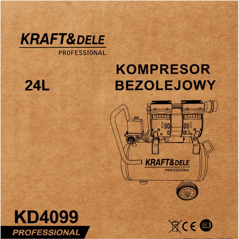 Kompresor bezolejowy 24L 1200W 220L/min KD4099