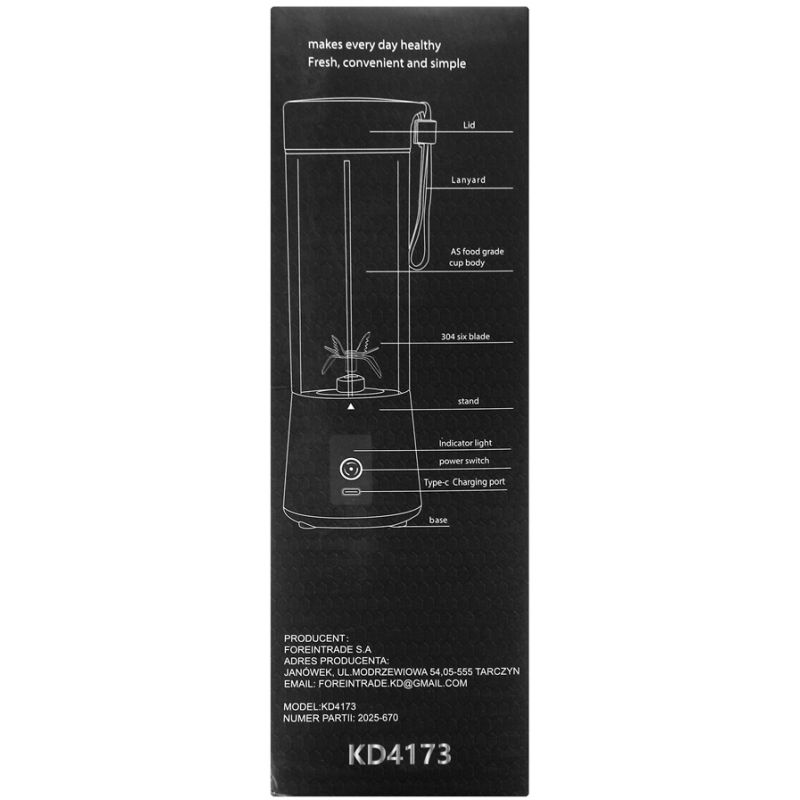 Nabíjací mixér USB-C 400ml / 2x3000mAh KD4173