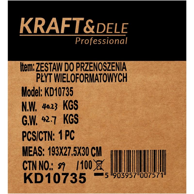 Zestaw do przenoszenia płytek / szyb dużego formatu 160 - 360 cm KD10735
