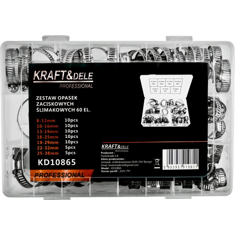 Zestaw opasek zaciskowych ślimakowych 60EL. KD10865