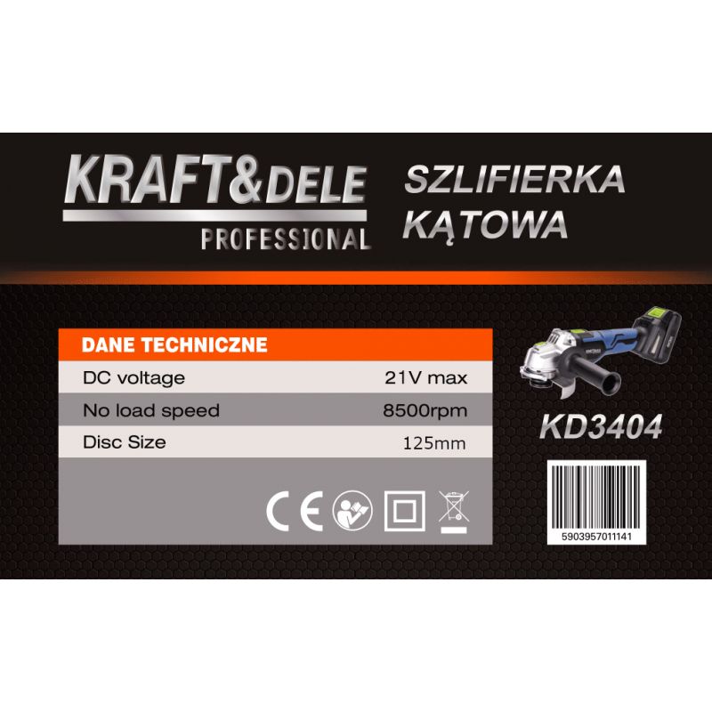 Szlifierka kątowa akumulatorowa 21V 125mm KD3404