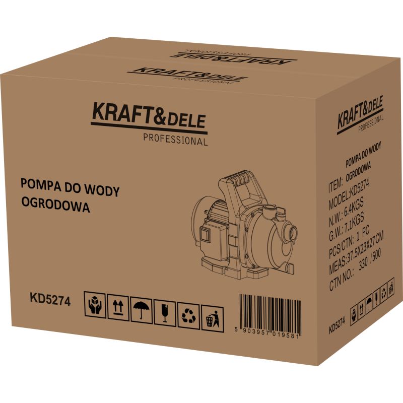Pompa do wody ogrodowa 1500W 3700L/h KD5274