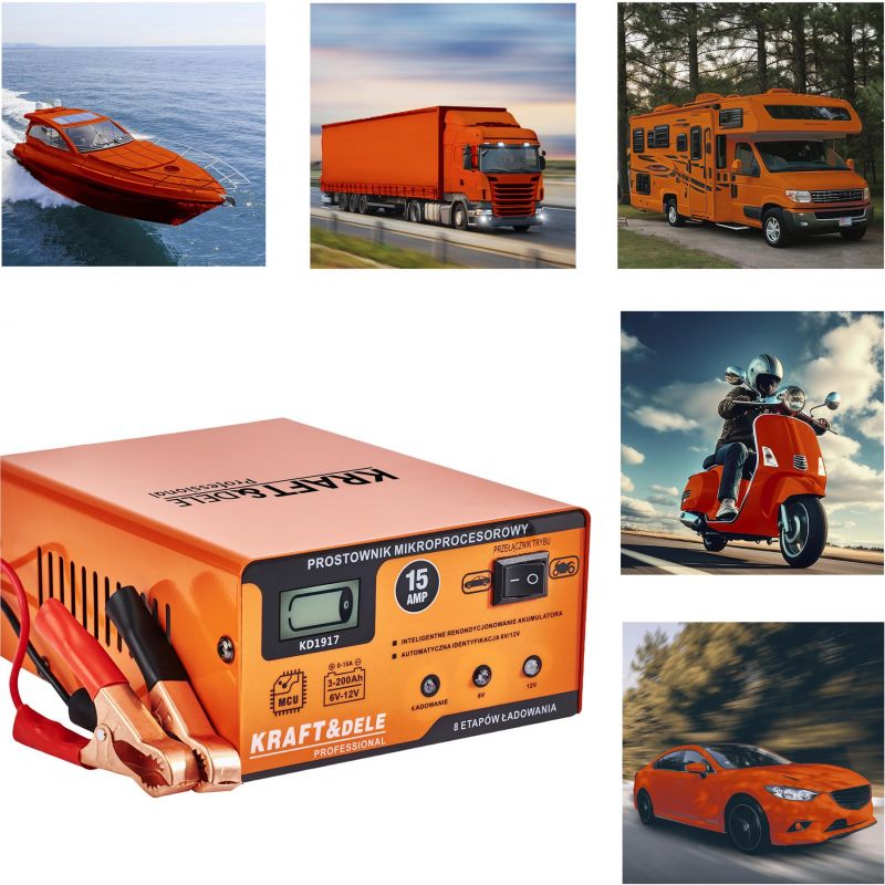 Prostownik mikroprocesorowy 15AMP 6/12V