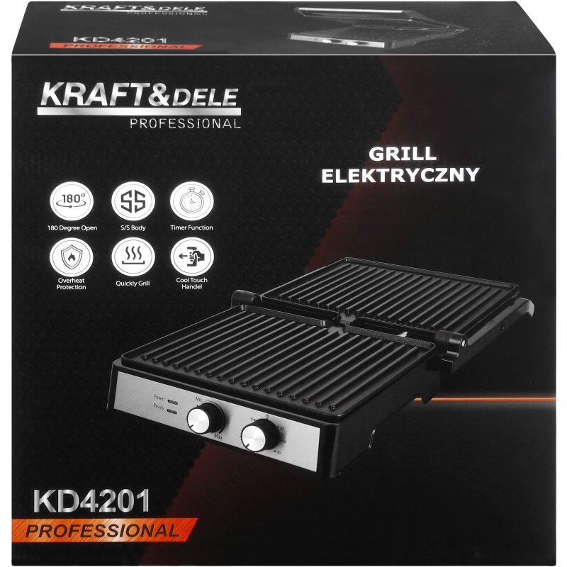 Grill elektryczny 2400W + tacka na tłuszcz KD4201