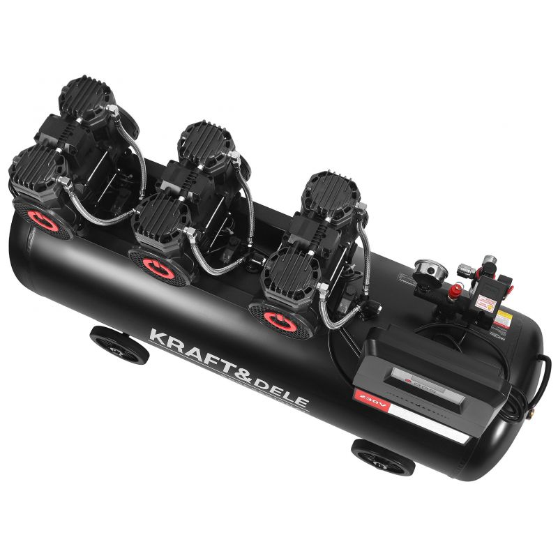 Kompresor bezolejowy 200L 3x2200W + separator i manometr z gliceryną KD4084