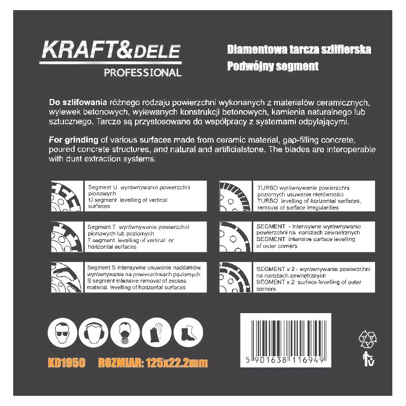 Tarcza szlifierska 125x22,2mm KD1950