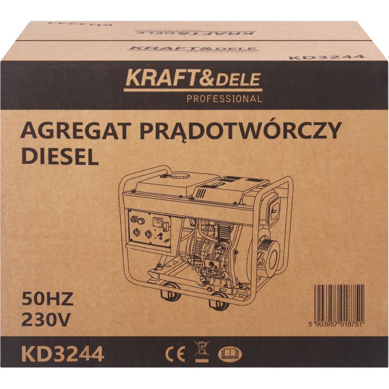 Generátor 7kW Diesel 230V 32A KD3244