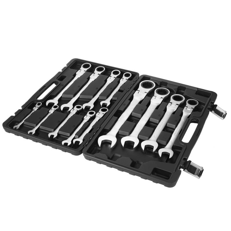 Klucze płasko-oczkowe z grzechotką łamane 13szt 8-32mm KD11305