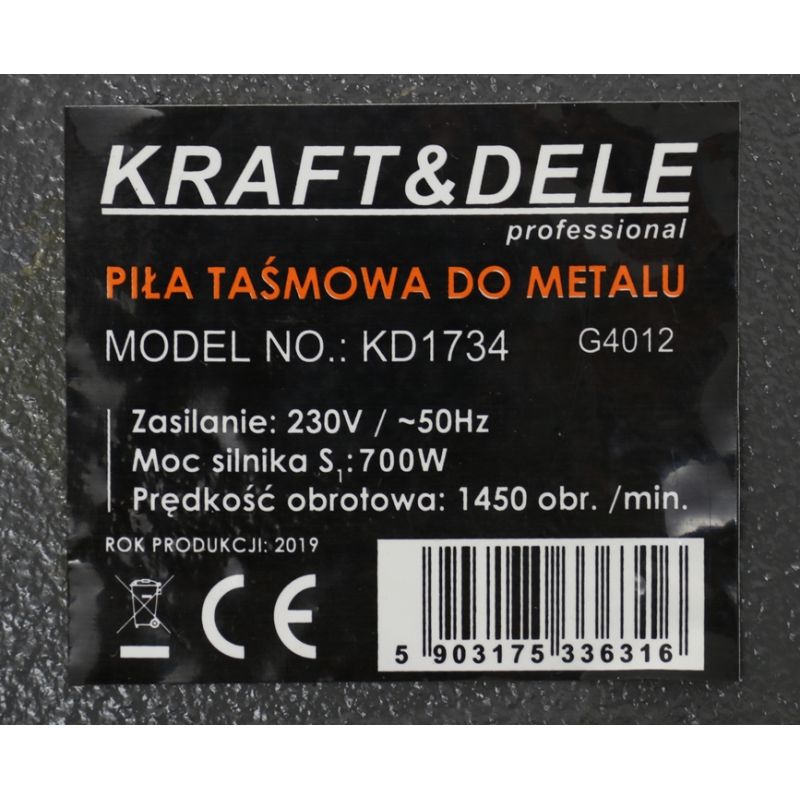 Piła taśmowa przecinarka metalu kraft&amp;dele KD1734