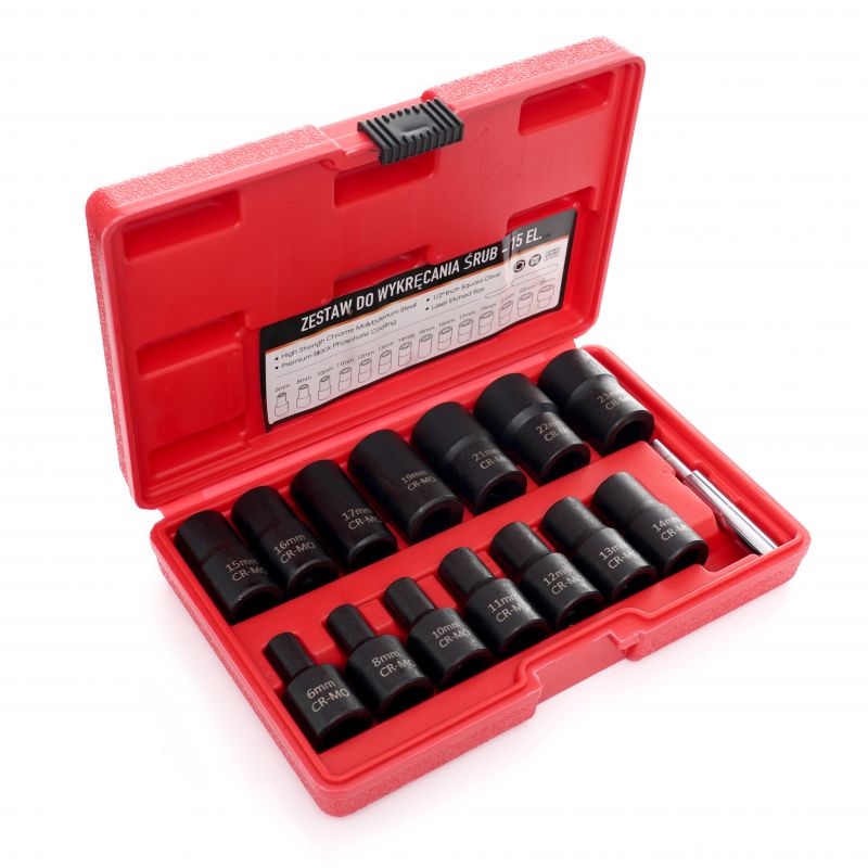 Zestaw nasadek do obrabianych śrub 1/2" - 15 el. KD11793