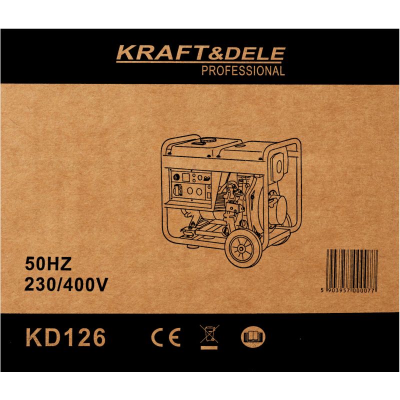 Dieselový generátor 8 kW, výkon pri 80 % zaťažení, 230/380 V, model KD126