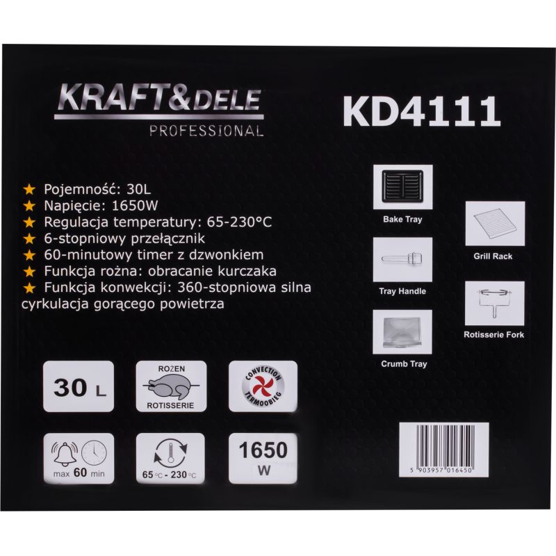Elektrický varič 30L 1650W funkcia rotisserie+príslušenstvo KD4111