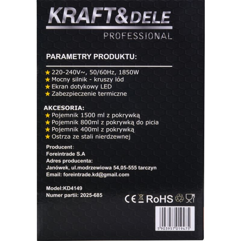 Šálkový mixér 1500ml + 800ml + 400ml 1850W KD4149