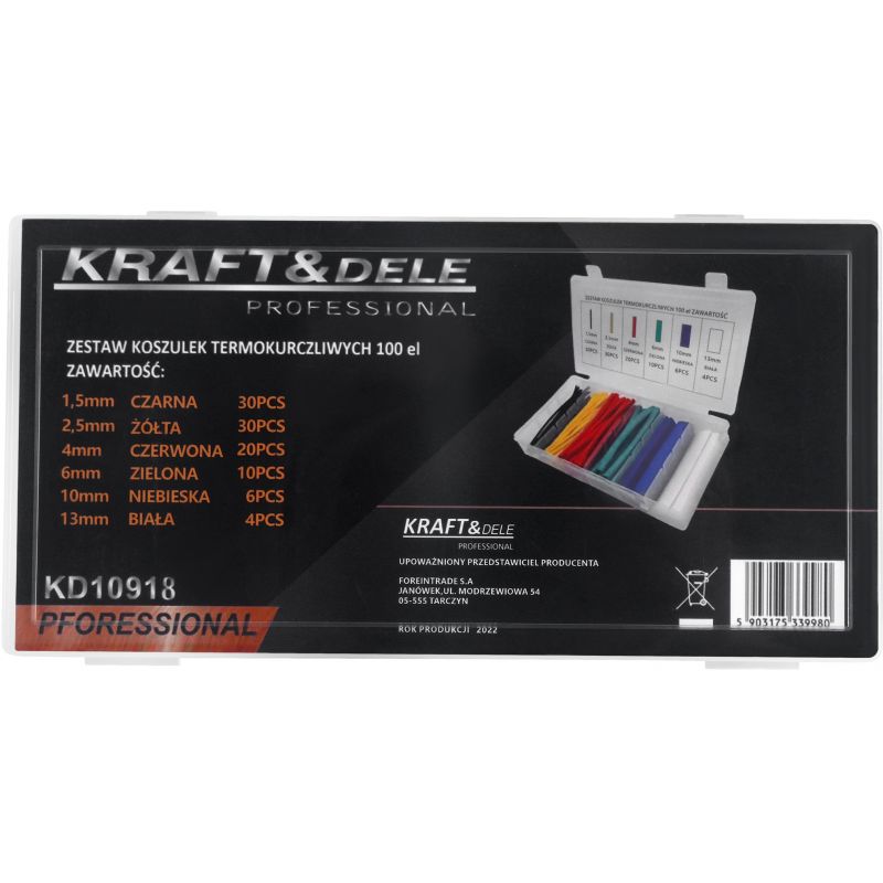 Koszulki rurki termokurczliwe zestaw 100szt. KD10918