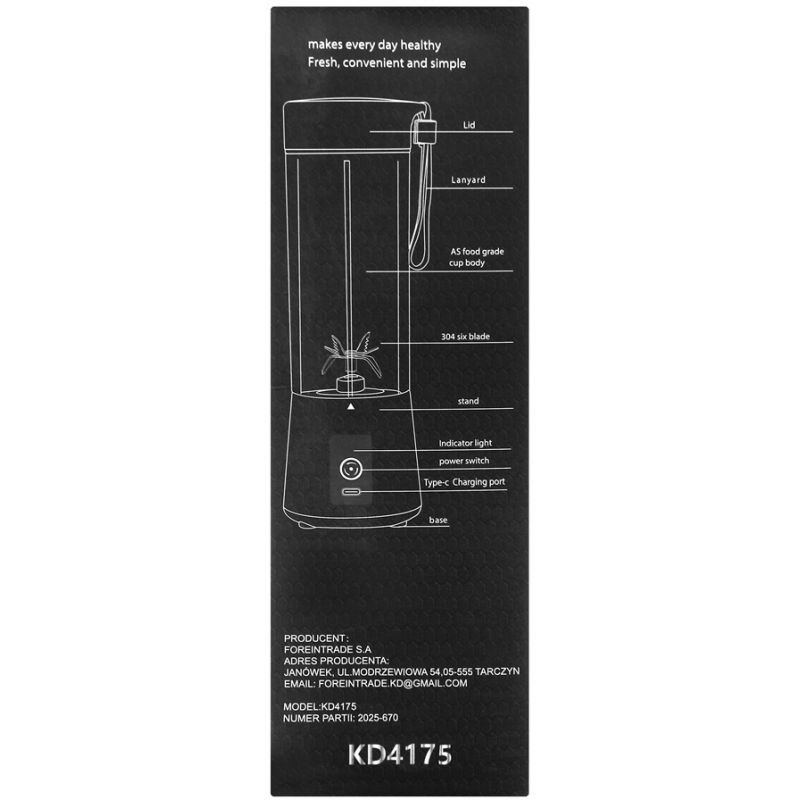 Nabíjací mixér USB-C 400ml / 2x3000mAh KD4175