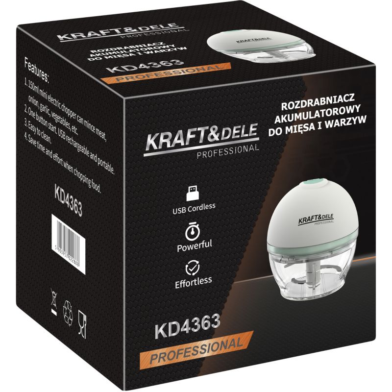 Rozdrabniacz akumulatorowy do mięsa i warzyw 150ml KD4363