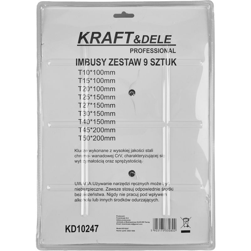 Zestaw 9 kluczy torx KD10247