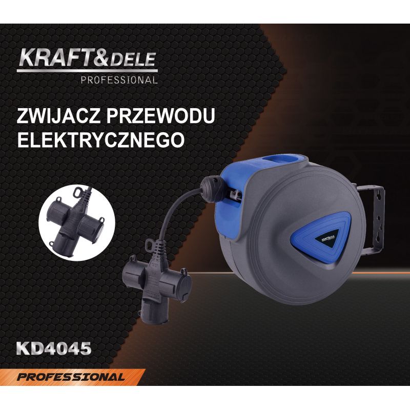 Przedłużacz ze zwijaczem 3x1,5mm 10m KD4045