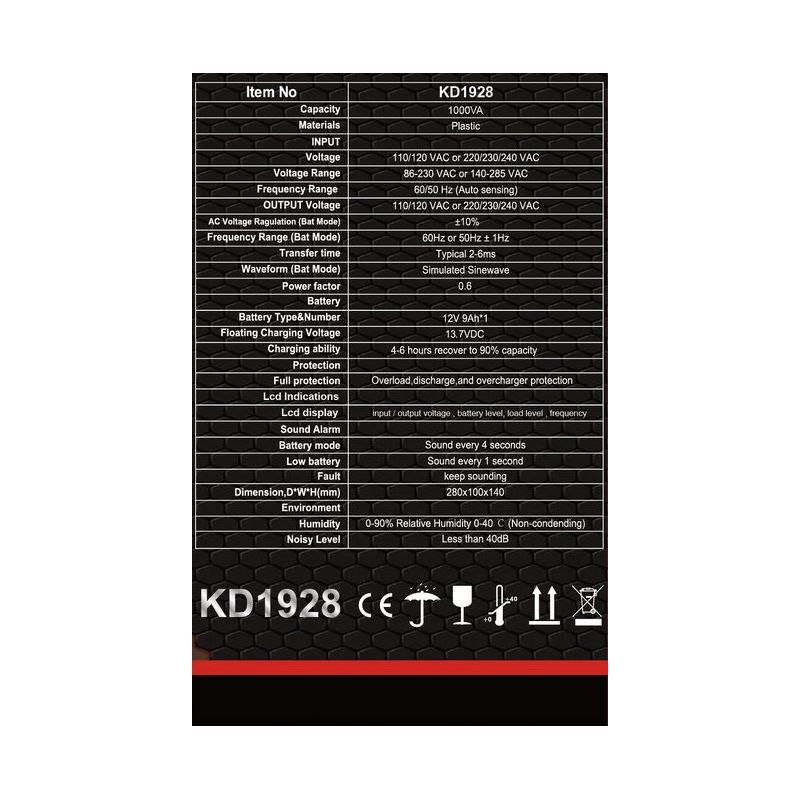 Zasilacz awaryjny UPS 1000VA LCD KD1928