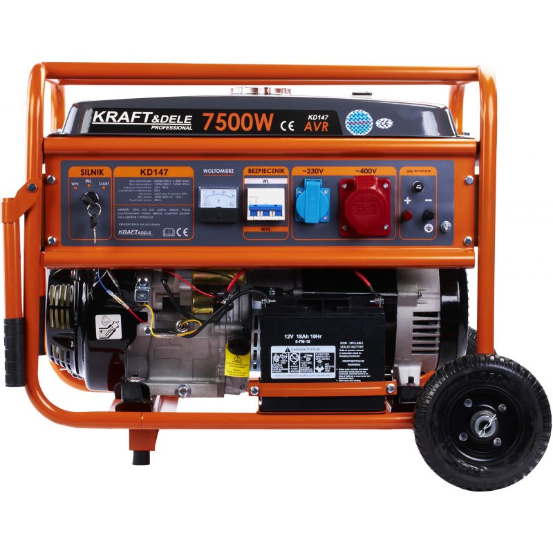 Generátor produkuje 7500 W, 230/400 V, model KD147