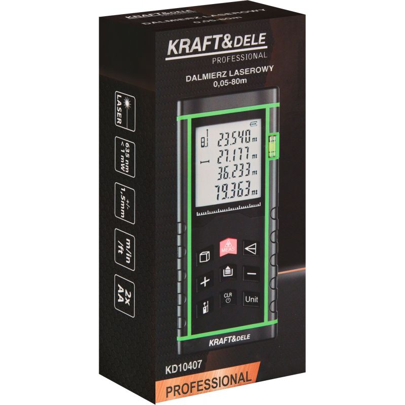 Laserowy miernik cyfrowy dalmierz 80m KD10407