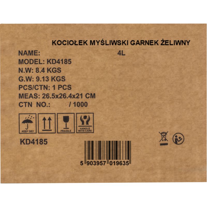 Kociołek myśliwski / Garnek żeliwny 4L KD4185