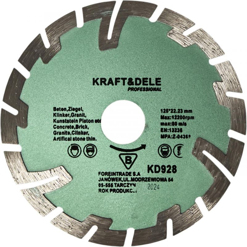 Tarcza diamentowa segmentowa 125x22,2mm KD928