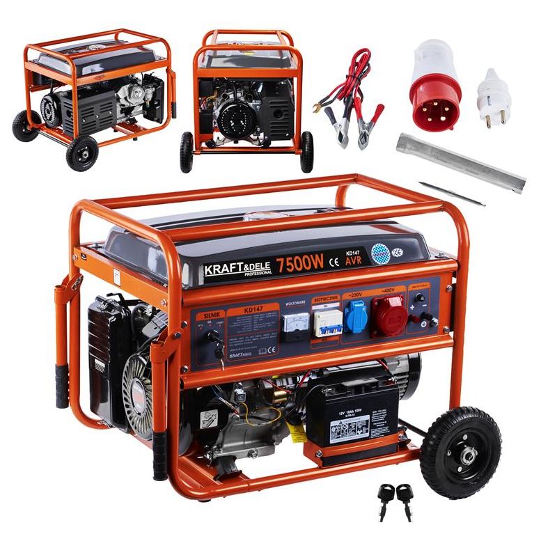 Generátor produkuje 7500 W, 230/400 V, model KD147
