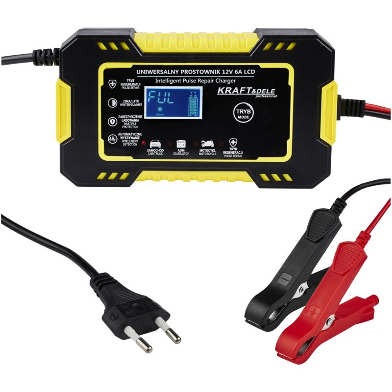 Automatyczny prostownik akumulatorowy LCD 12V / 6A KD1290
