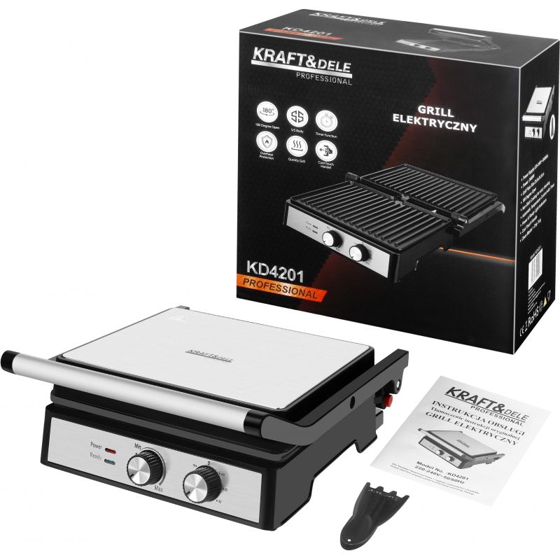 Grill elektryczny 2400W + tacka na tłuszcz KD4201