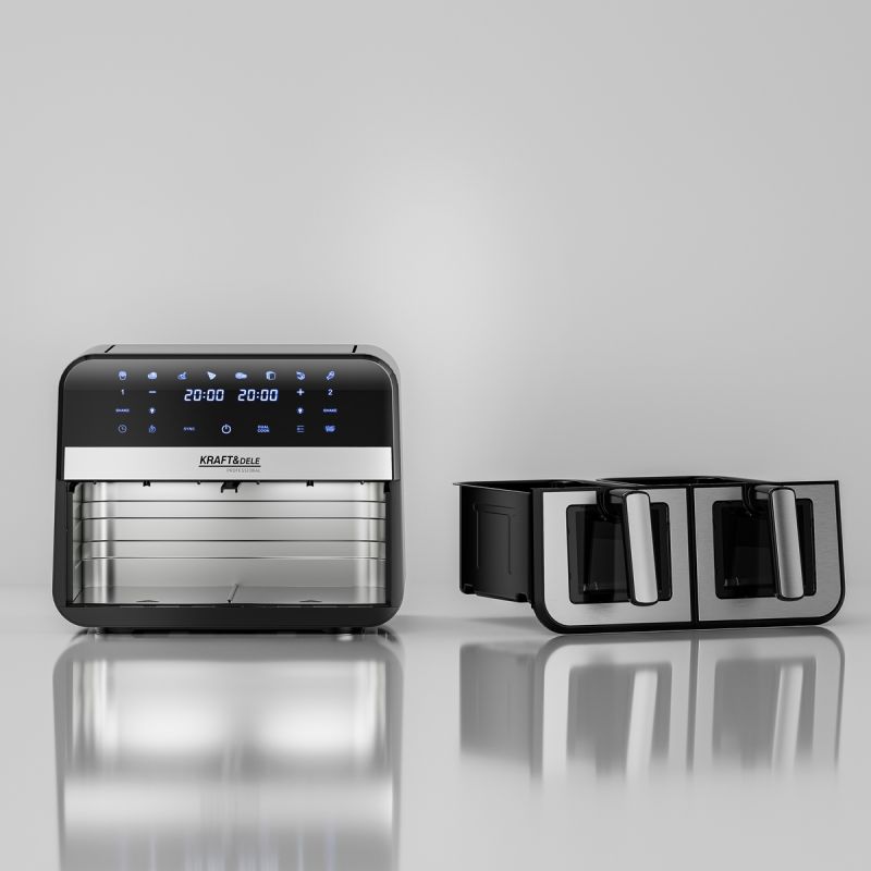 Beztuková fritéza 9L 2500W dve oddelenia 4,5L + LCD KD4179