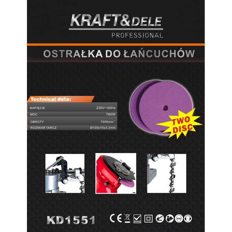 Elektryczna ostrzałka do łańcuchów 760W KD1551