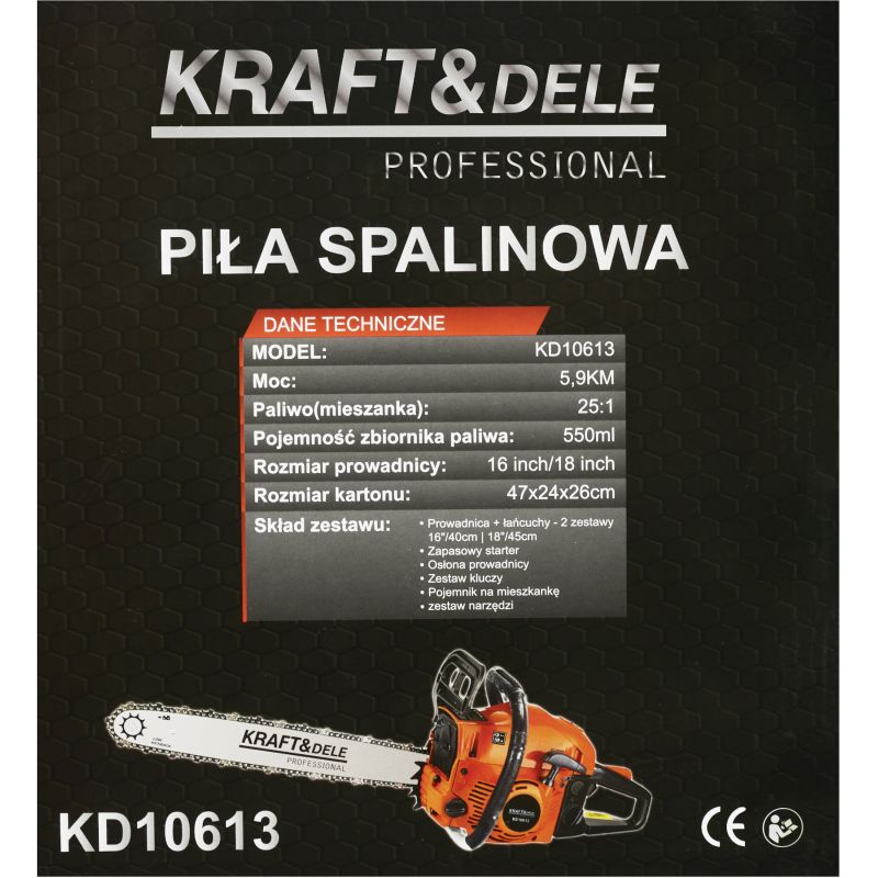 Piła spalinowa 5,9KM / 16" / 18" + Akcesoria KD10613
