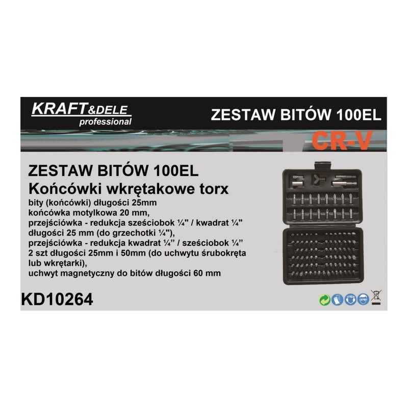Zestaw bitów - końcówek torx KD10264 100 elem