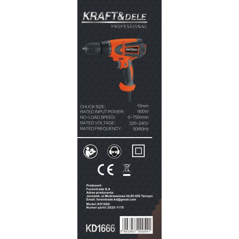 Wkrętarka wiertarka sieciowa 900W KD1666