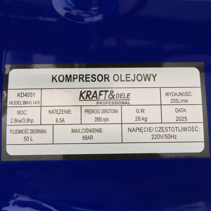 Kompresor olejowy 50L 230V KD4051