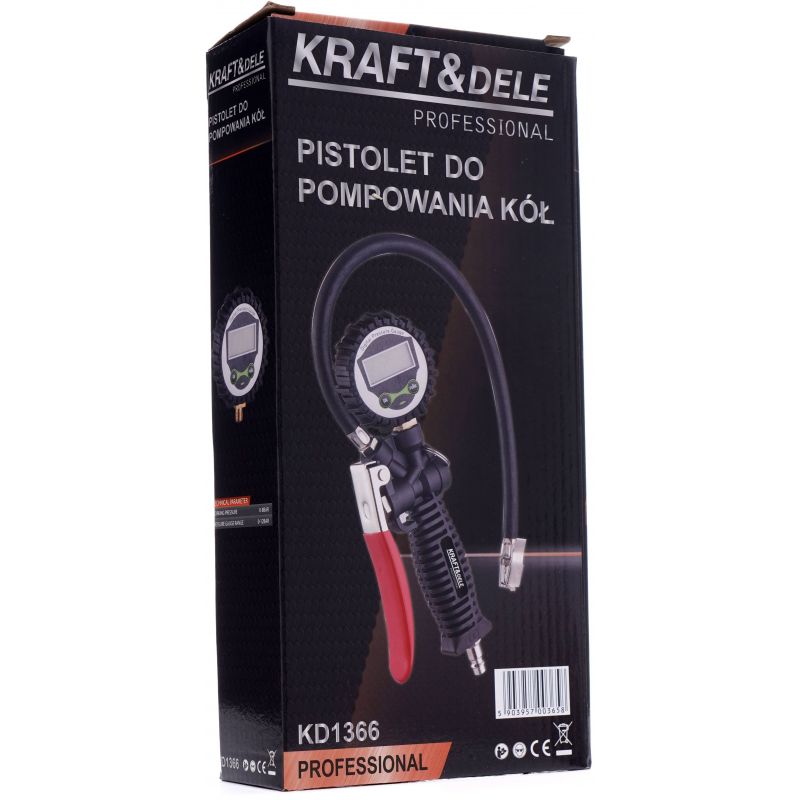 Pistolet do pompowania z manometrem LCD KD1366