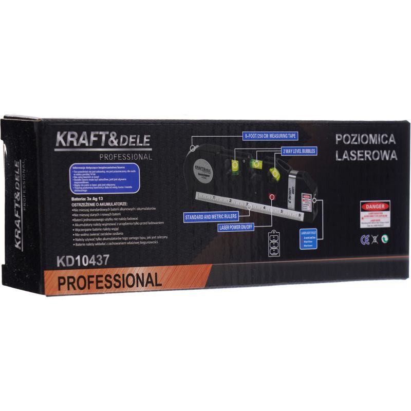 Poziomica laserowa z miarą 250cm KD10437